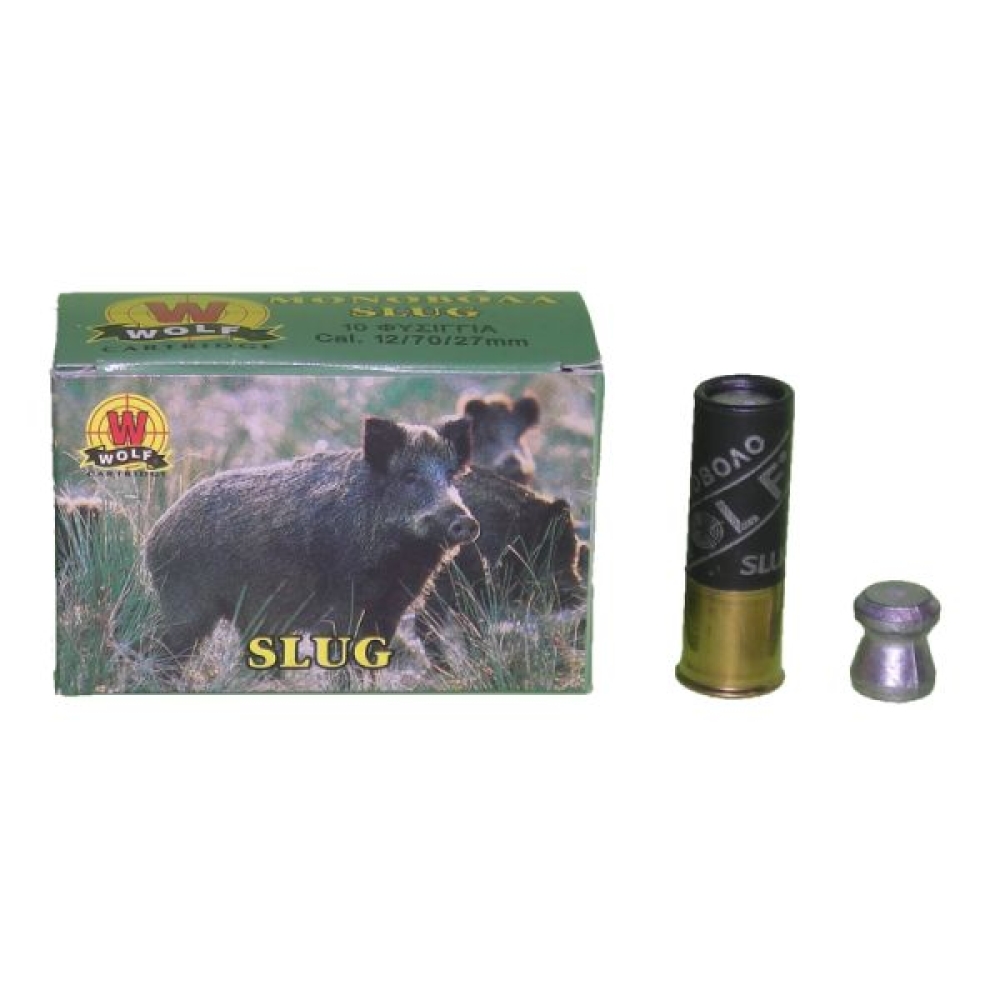 Φυσίγγια χοντρά Μονόβολα Wolf Slug Πλακέ 23gr